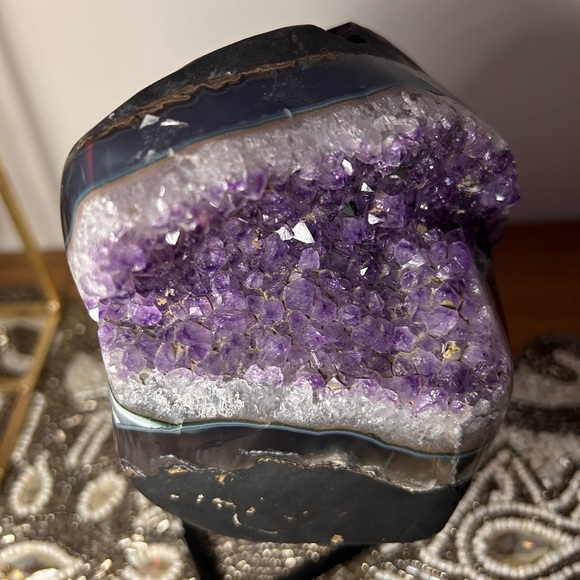 Amethyst Crystal Geode on Stand - Picture 5 of 8